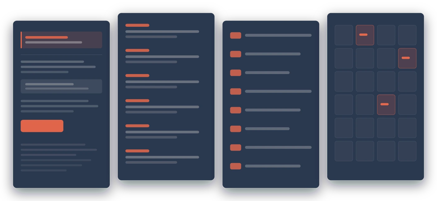Die vier Bausteine des Newsletter-Toolkits: Mustermail mit hervorgehobener Betreffzeile, Betreffzeilen-Bibliothek, Themenideen, Redaktionsplan